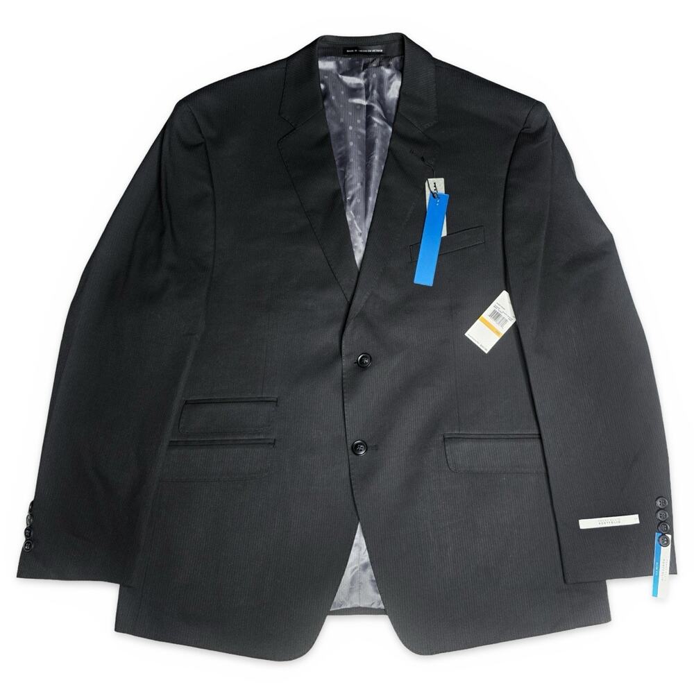 Perry Ellis Portfolio Mens Blazer 44S Slim Fit Black Shadow‎ Cord NWT